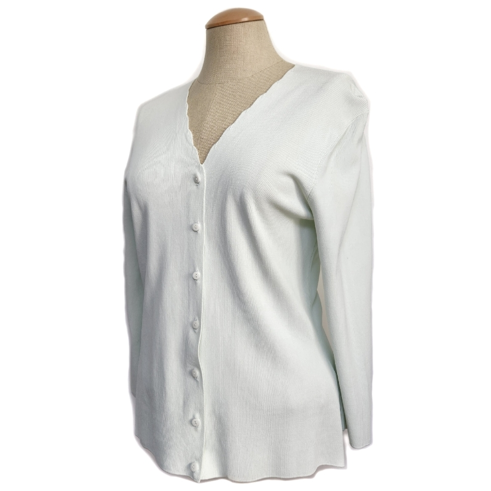 Max Studio Light Green Cardigan Large 3/4 Sleeve NEW